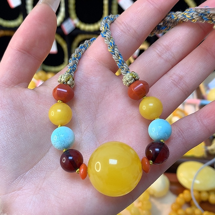 琥珀手链未镶嵌蜜蜡吊坠项链