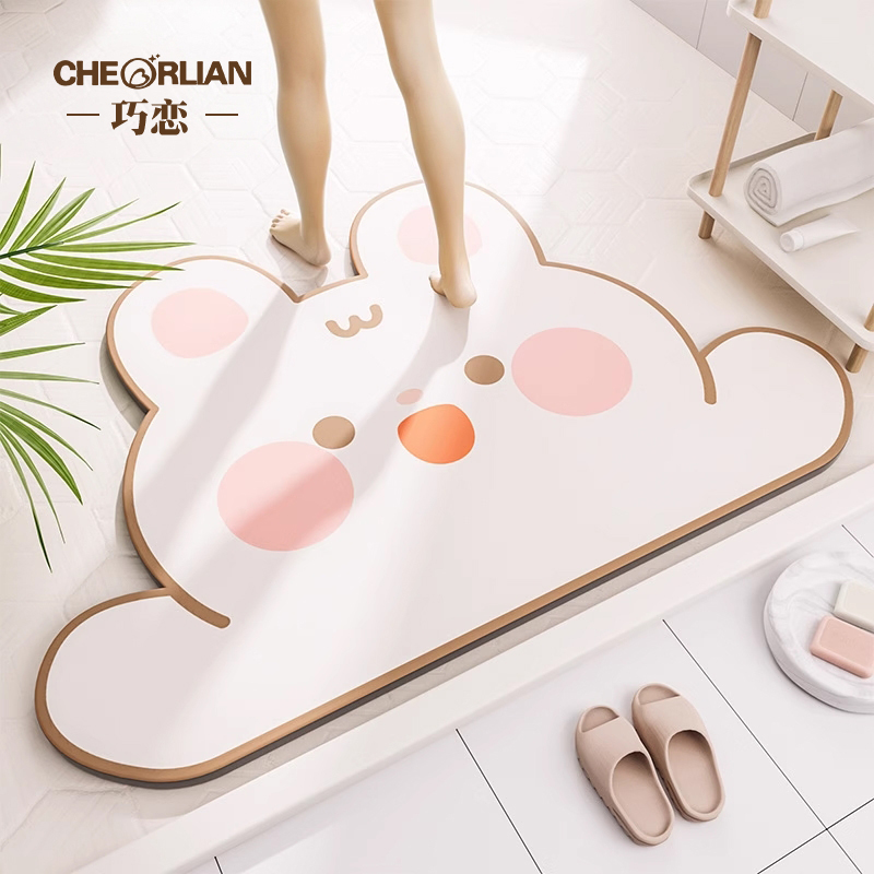 巧恋浴室防滑地垫卫生间厕所硅藻泥强吸水软垫子脚垫门口门垫地毯