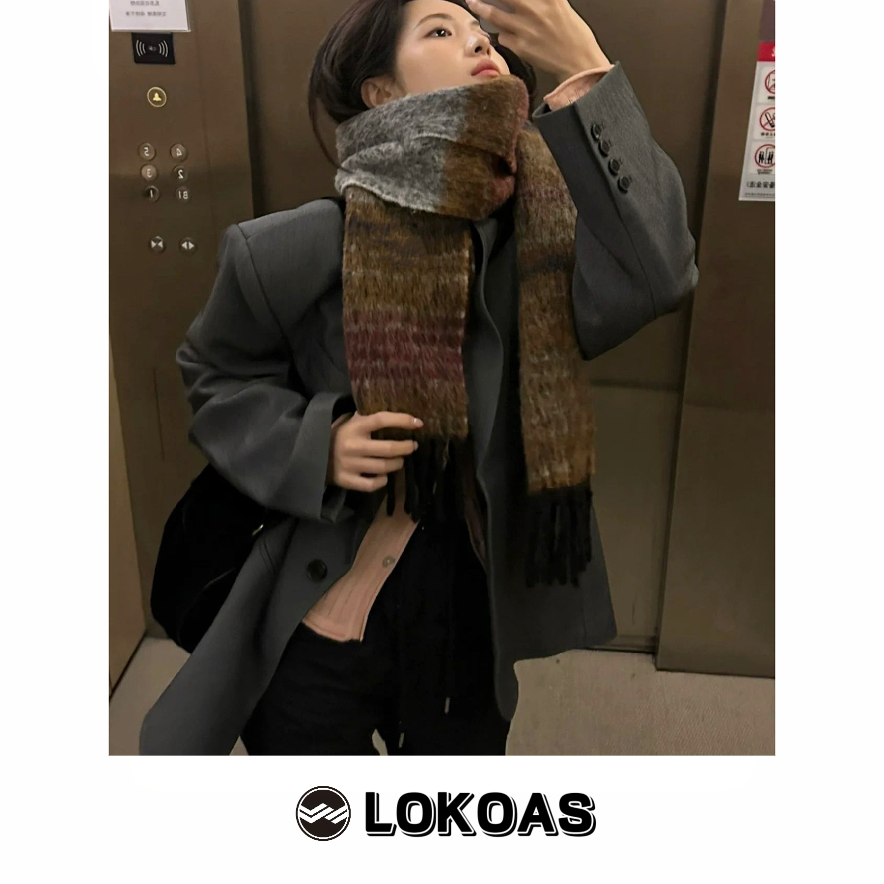 新品 秋冬原单土星刺绣拼色围巾羊驼毛流苏围脖披肩保暖百搭