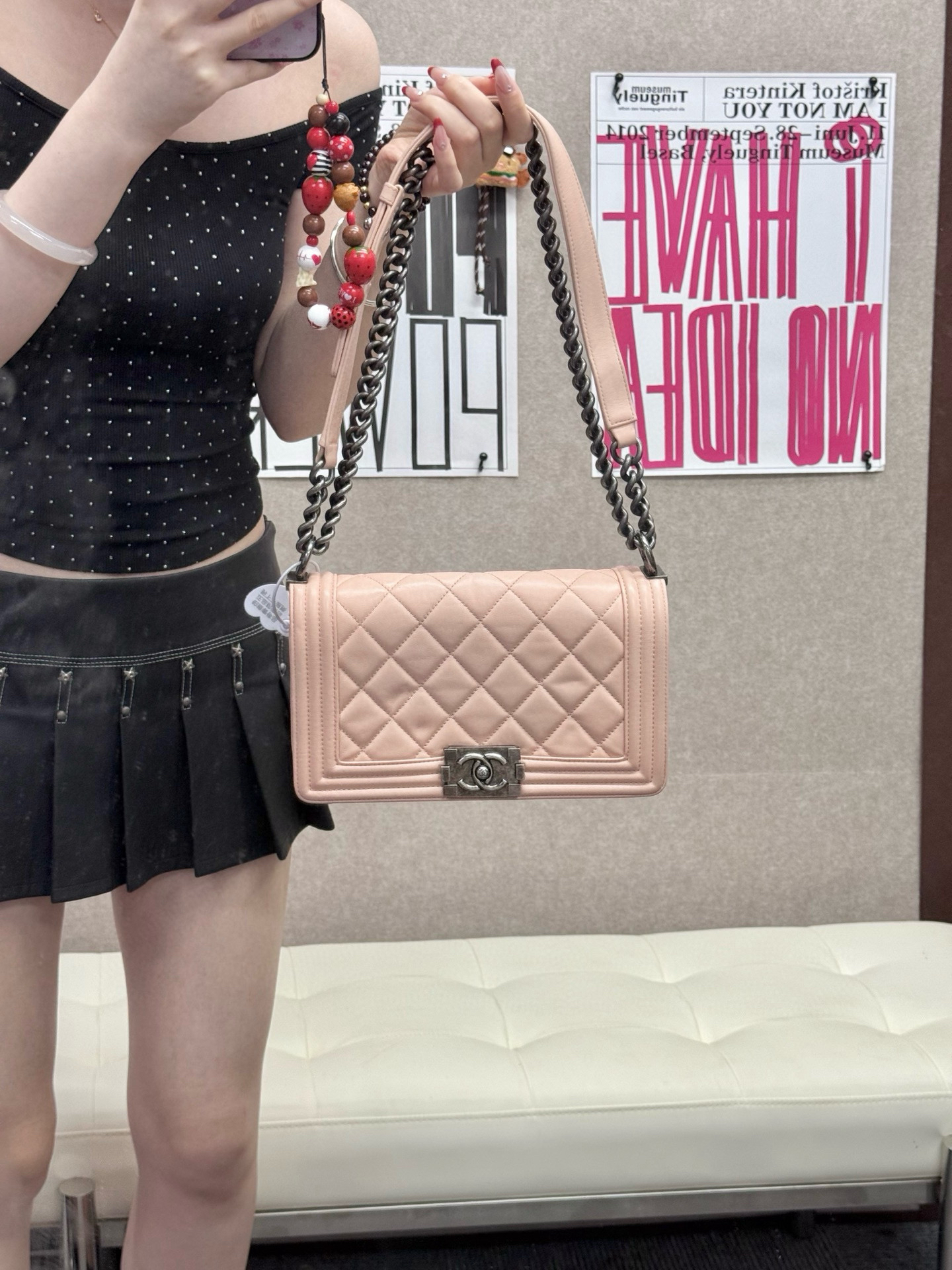 95新 Chanel/香奈儿 chanel 粉色leboy斜挎包(K)
