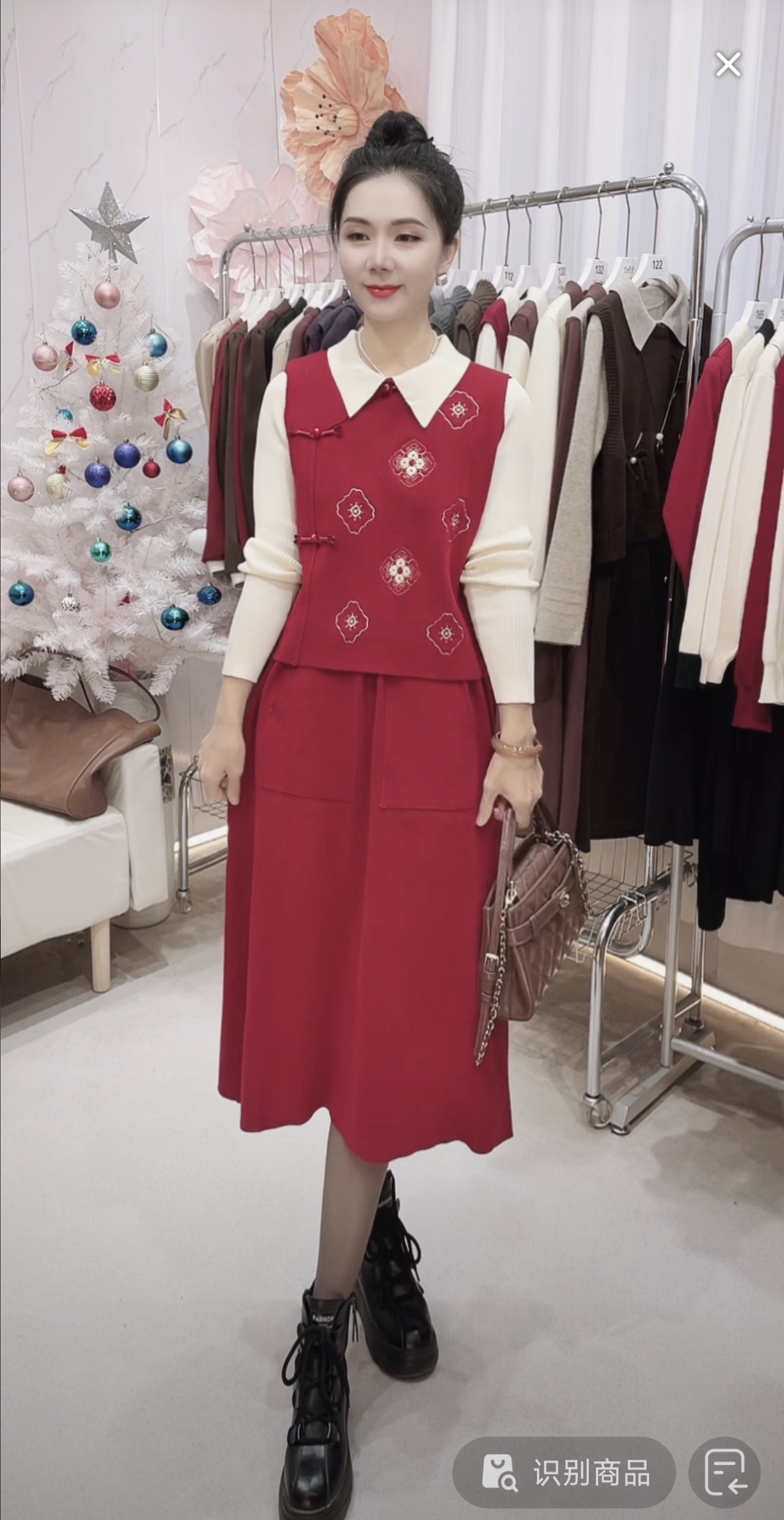 【编码168】小盘扣运动休闲真两件长袖 2025女款爆款针织女秋冬裙