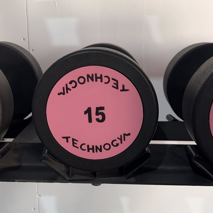 全新纯钢泰诺15公斤哑铃一对粉色