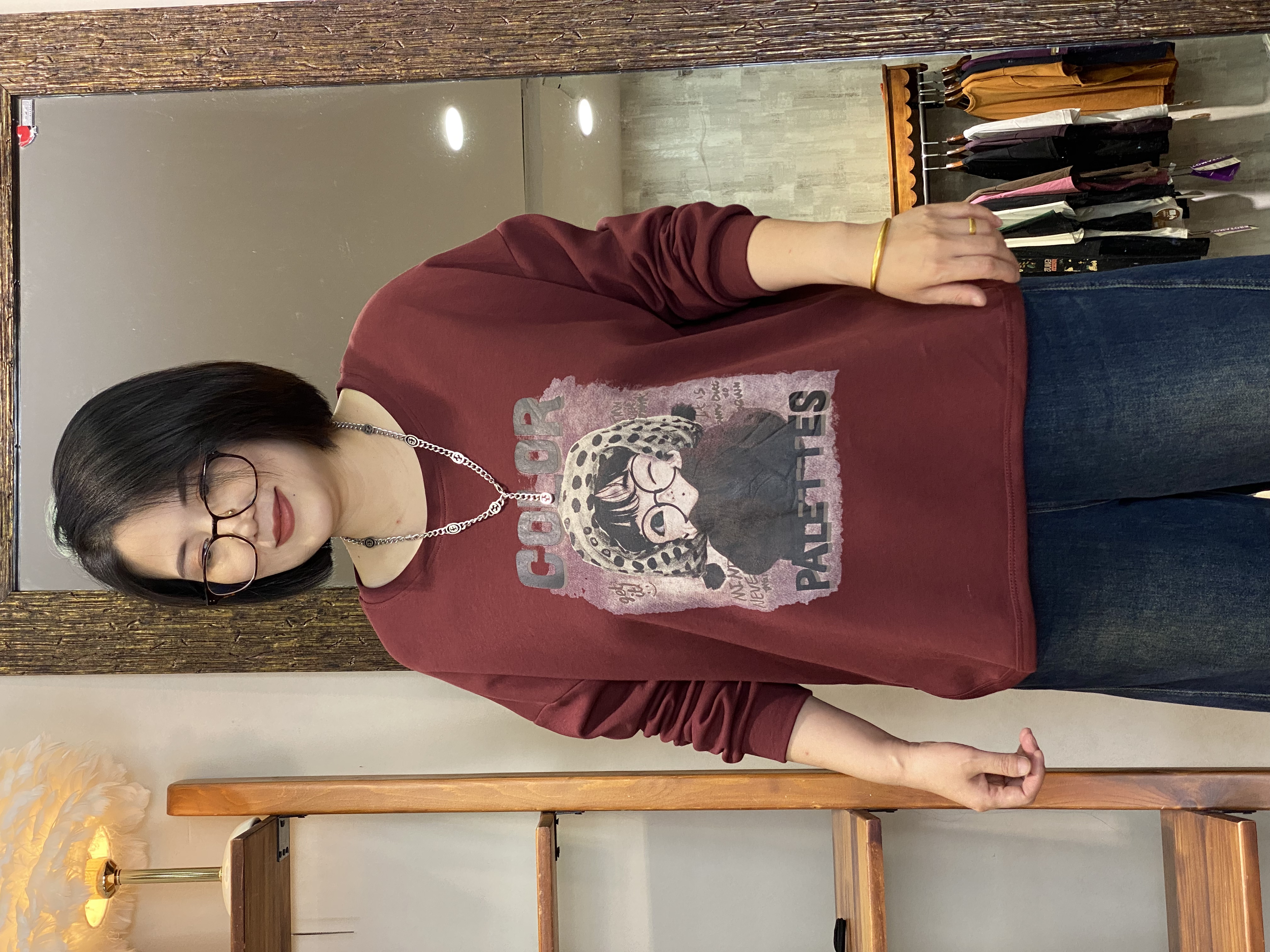 长袖卫衣-10722大码女装秋季棉质胖MM宽松圆领印花文艺休闲百搭