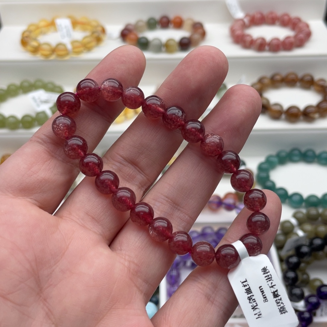 水晶未镶嵌手链鸽血红8mm