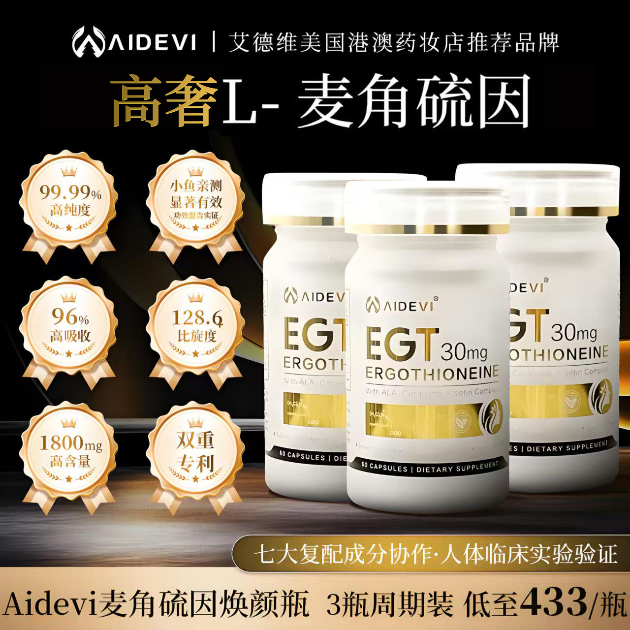 aidevi艾德维高纯度麦角硫因PQQ亚精胺SOD专利