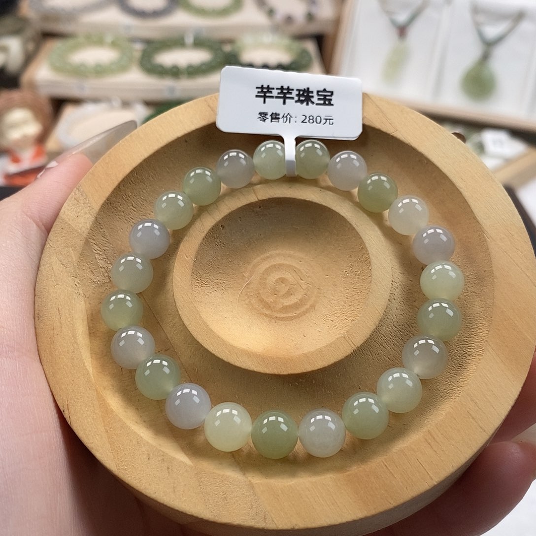 和田玉手链未镶嵌微瑕