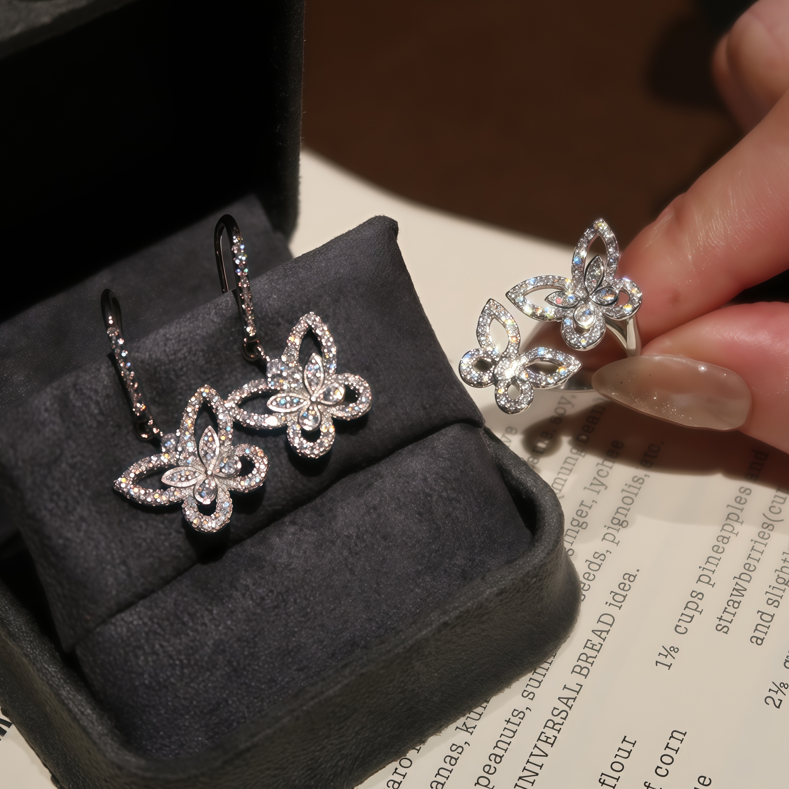 胤珩 合金合成锆石戒指 小众时尚气质复古立体蝴蝶结精致戒指轻奢