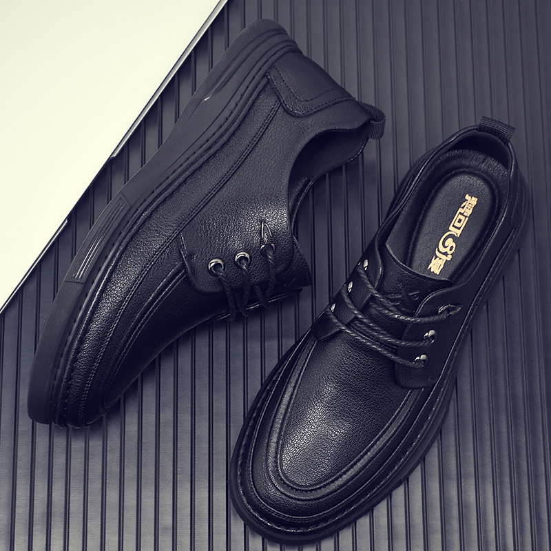 男士休闲皮鞋2025新款春季单鞋中老年爸爸鞋商务系带男鞋老年皮鞋