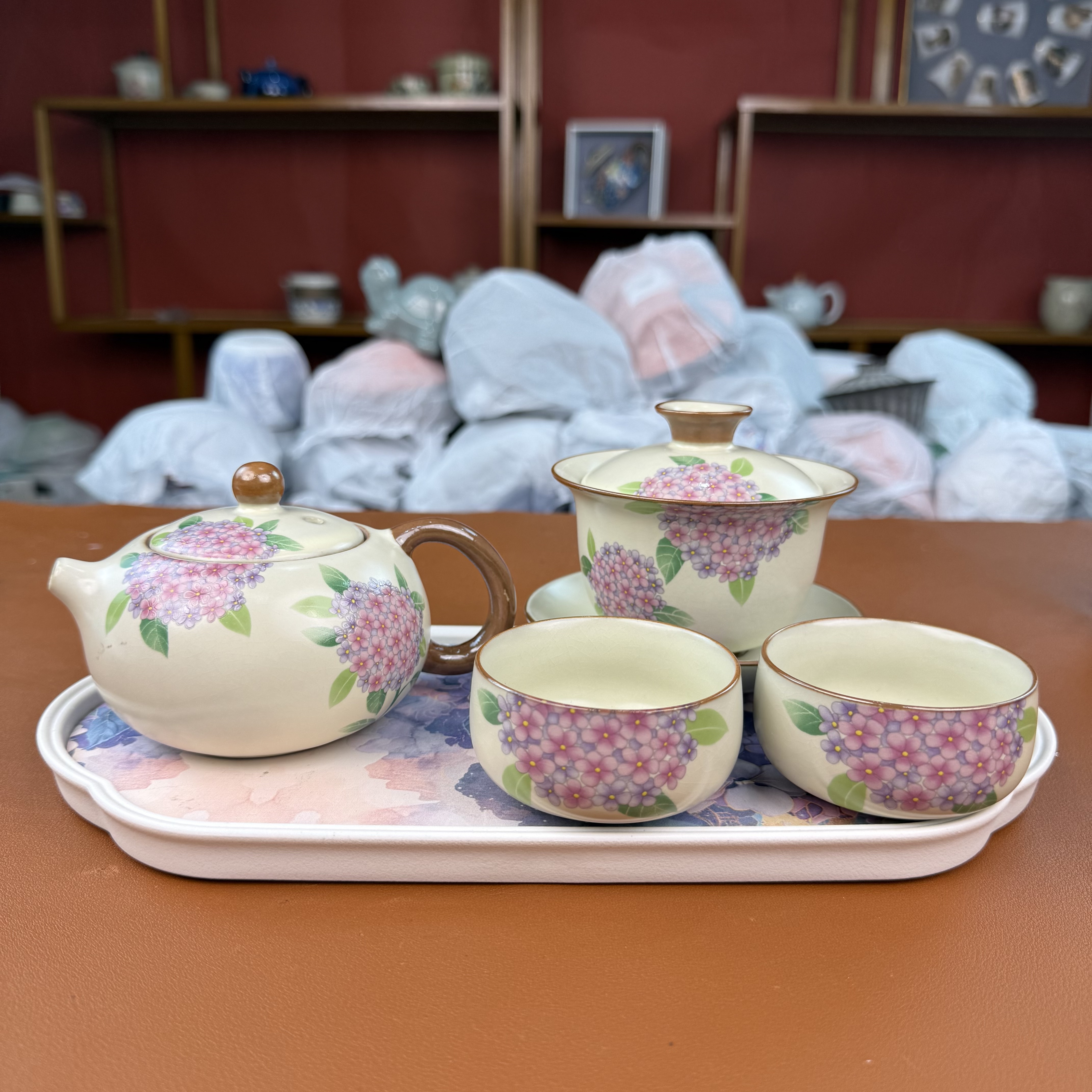 启明茶具绣球花小套装@@ZH2951