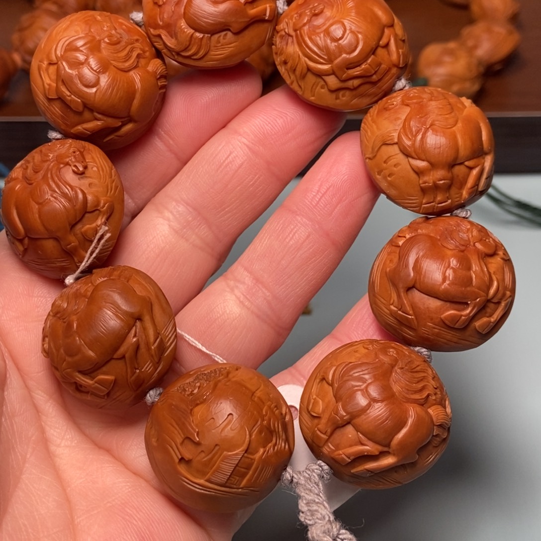 橄榄核手串/手链2.6扁四花老油核马到成功