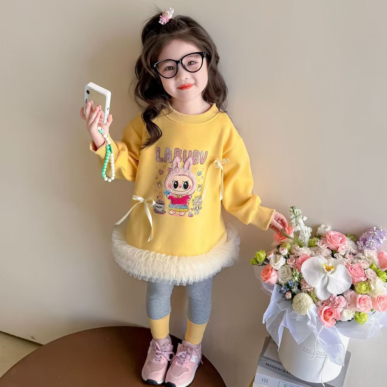 女童套装2025新款卫衣儿童洋气底裤两件套时髦宝宝春秋秋装爆款潮