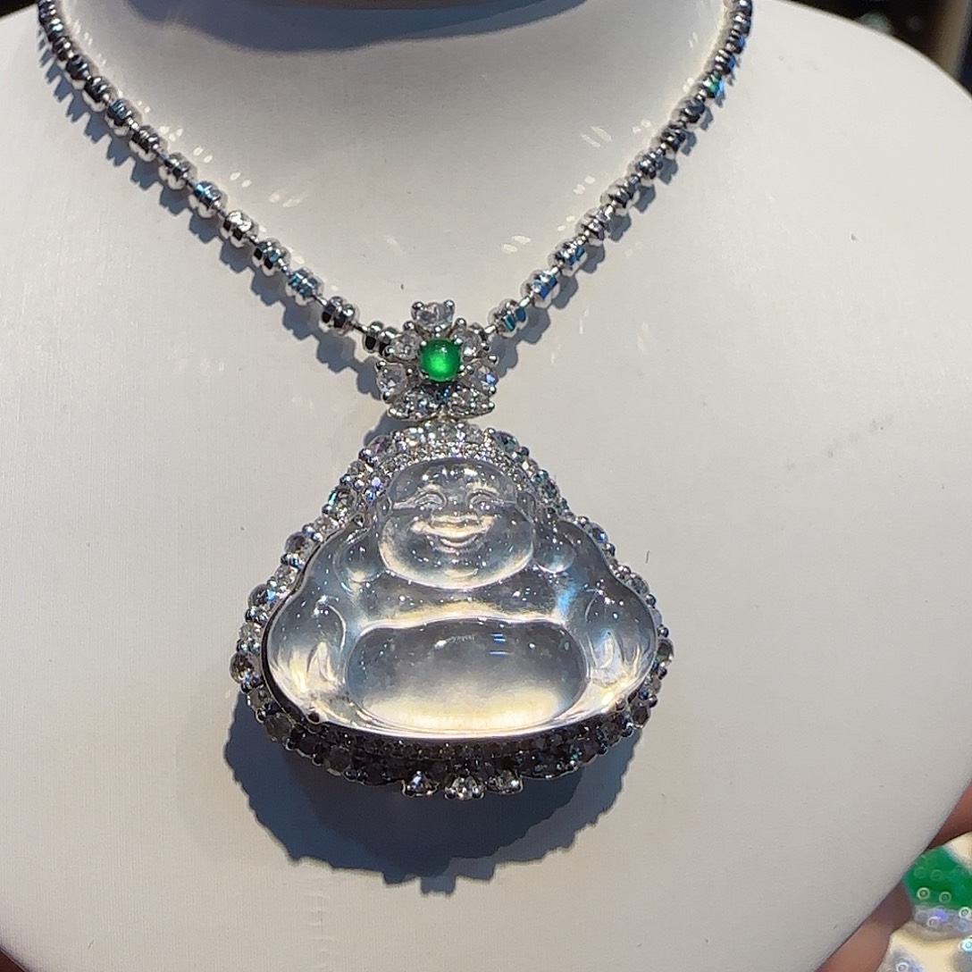 翡翠18K金镶嵌吊坠(不含链)佛公