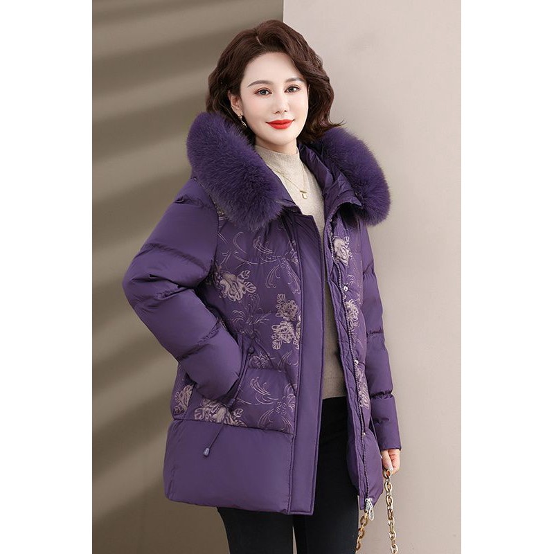 厚款百搭新款冬装服女中长款中老年大码中年女装妈妈装加厚衣时尚