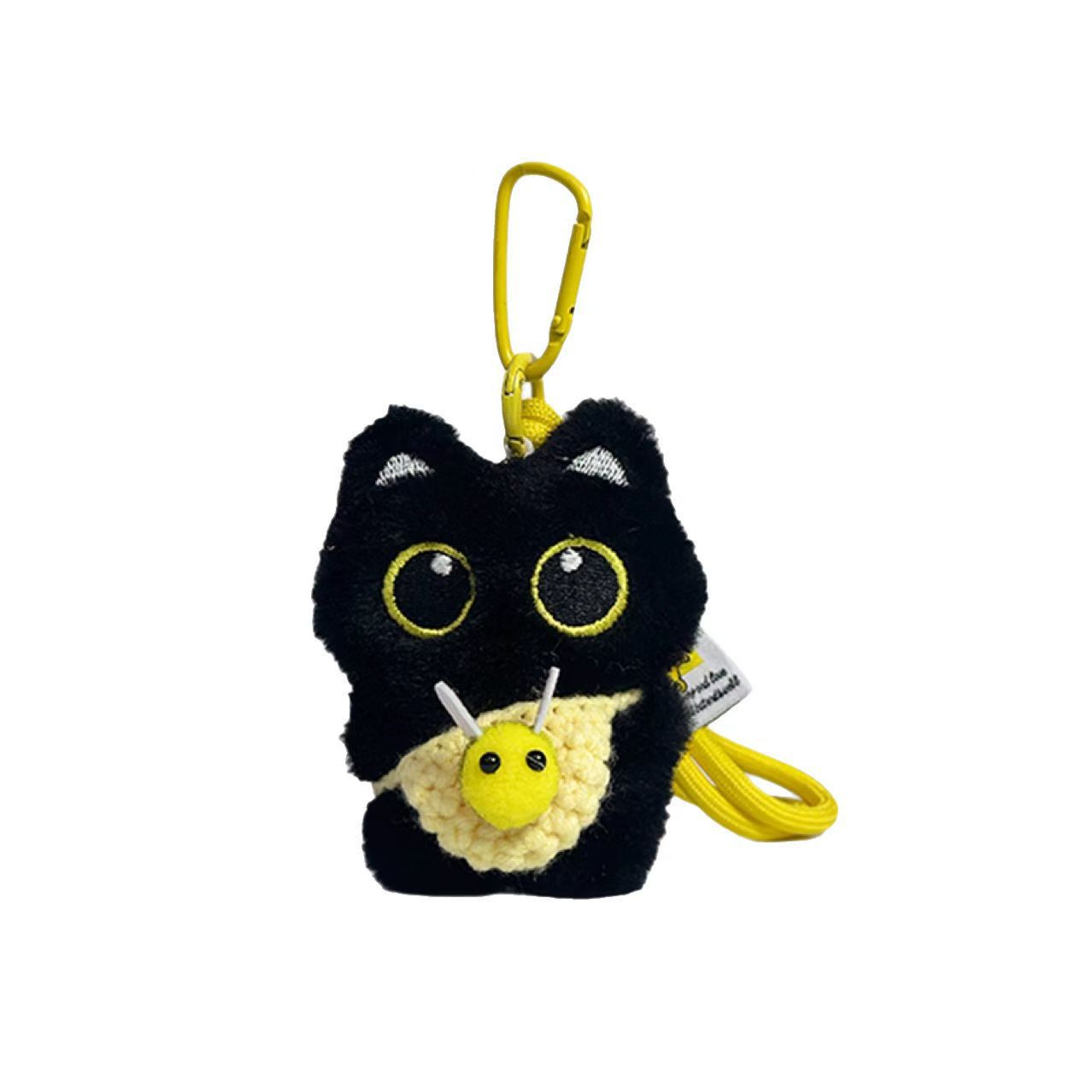 精品店轻奢毛绒公仔生日礼品挂件吱吱叫猫咪包包挂饰大眼煤球小猫