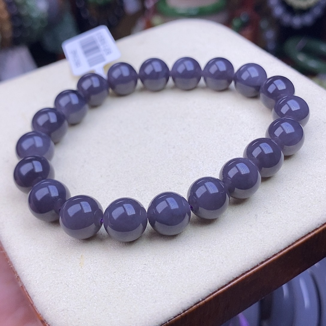 和田玉未镶嵌老矿料浓烟紫手串约10mm