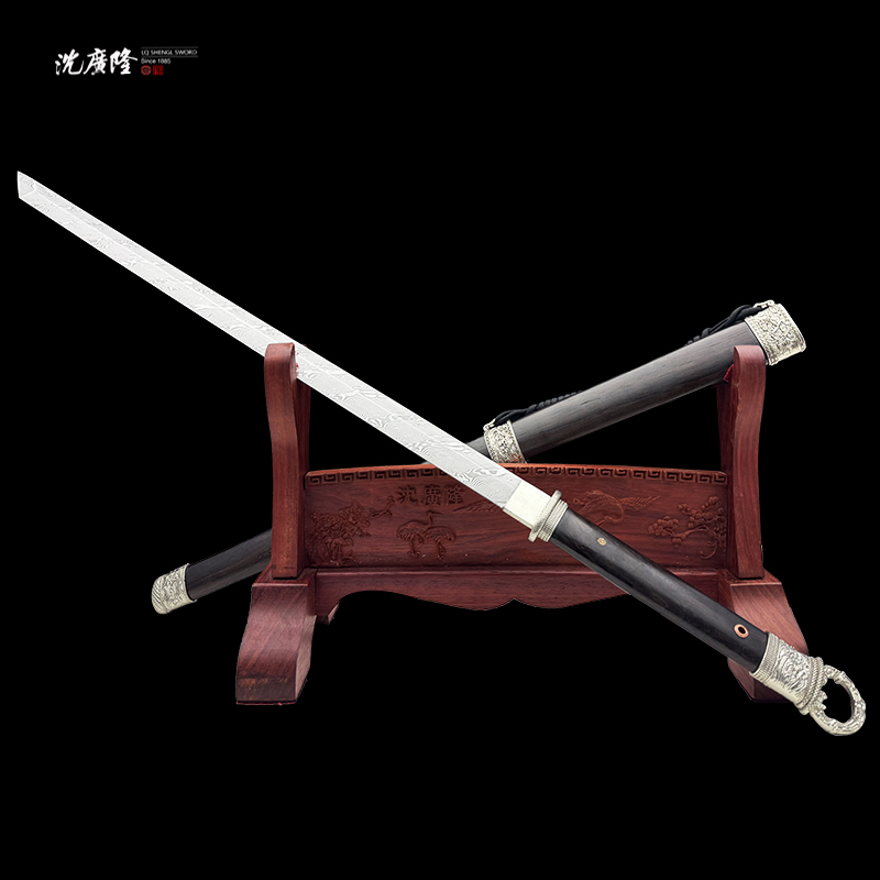 龙泉沈广隆-骇浪刀 白铜 黑檀木 花纹钢 宝剑 唐横刀 未开刃