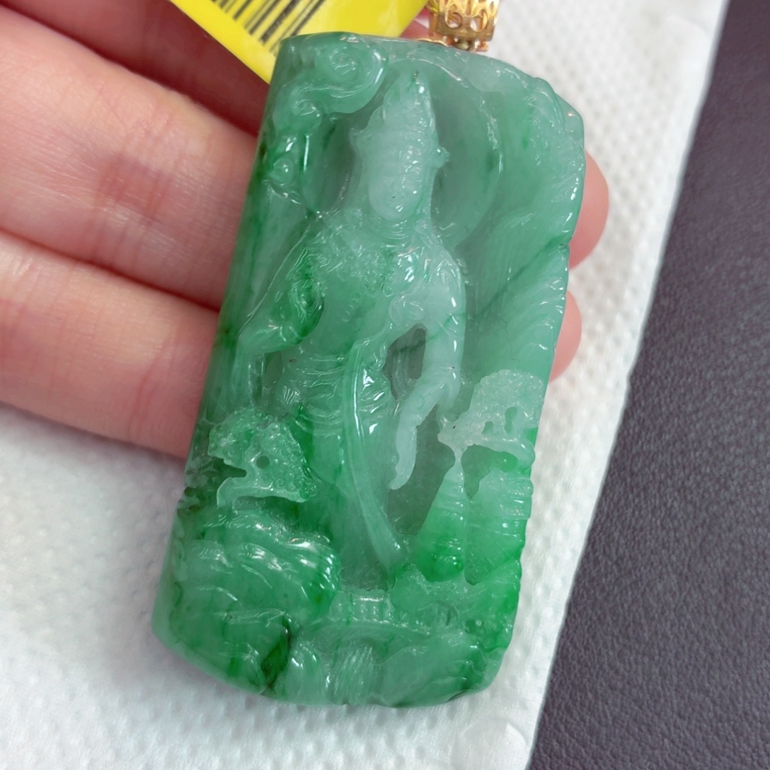 翡翠18K金镶嵌吊坠(不含链)