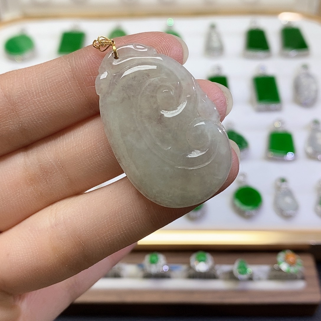 翡翠18K金镶嵌吊坠(不含链)