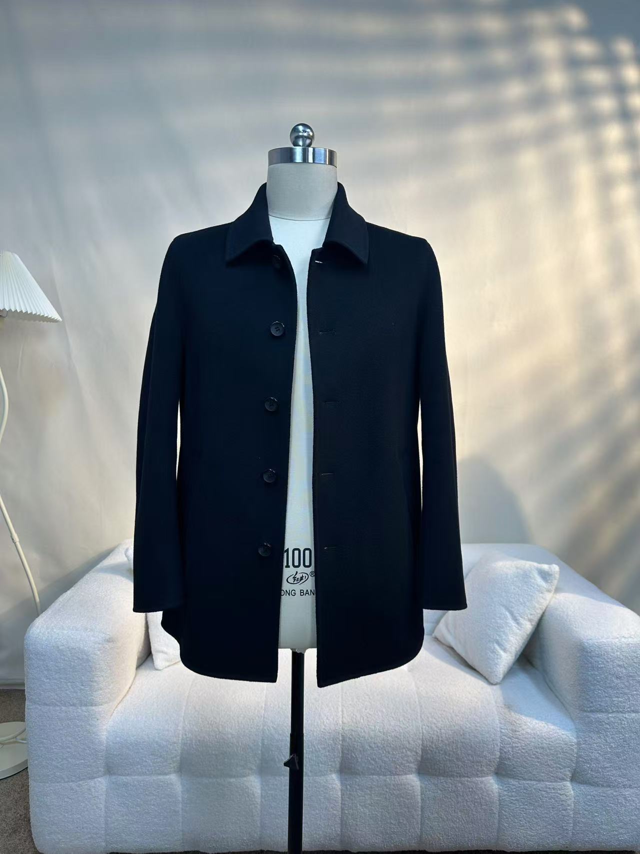 【10%羊绒+羊毛双面】羊绒大衣短款商务翻领羊绒双面呢外套28716