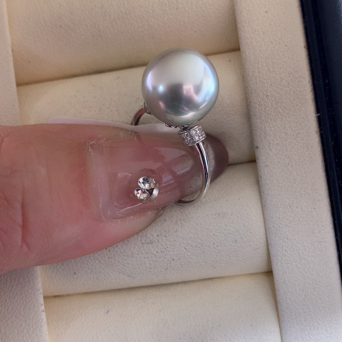 海水珍珠戒指18K金镶嵌