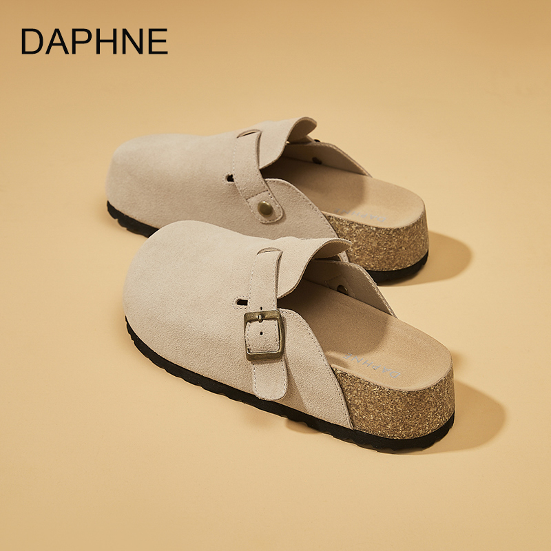 达芙妮春季新款爆款休闲勃肯穆勒鞋复古软底无后跟豆豆鞋女款