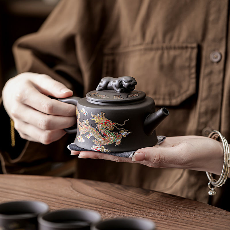 新式龙凤汉瓦1壶2杯陶瓷茶杯茶壶-0104