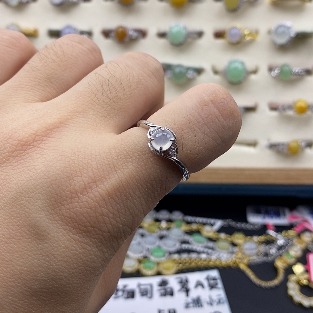 翡翠银S925镶嵌戒指