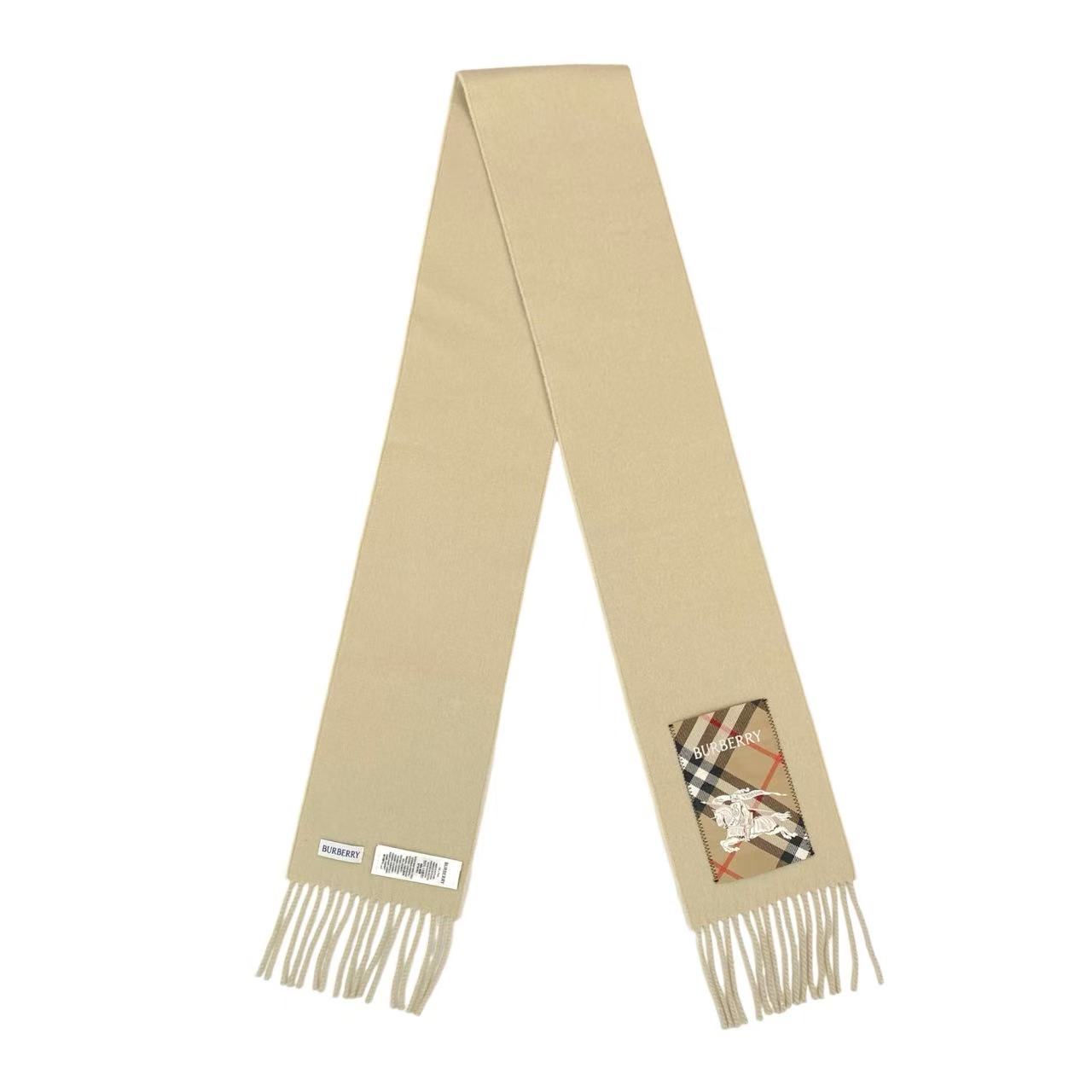 99新 BURBERRY/博柏利  gg243 羊绒 格纹拼接围巾 168*15cm