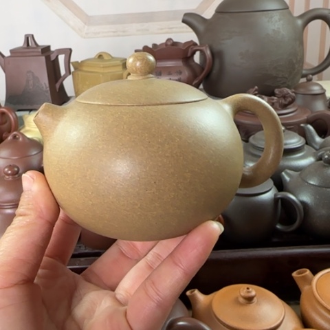 紫砂茶壶墨绿泥料200c c