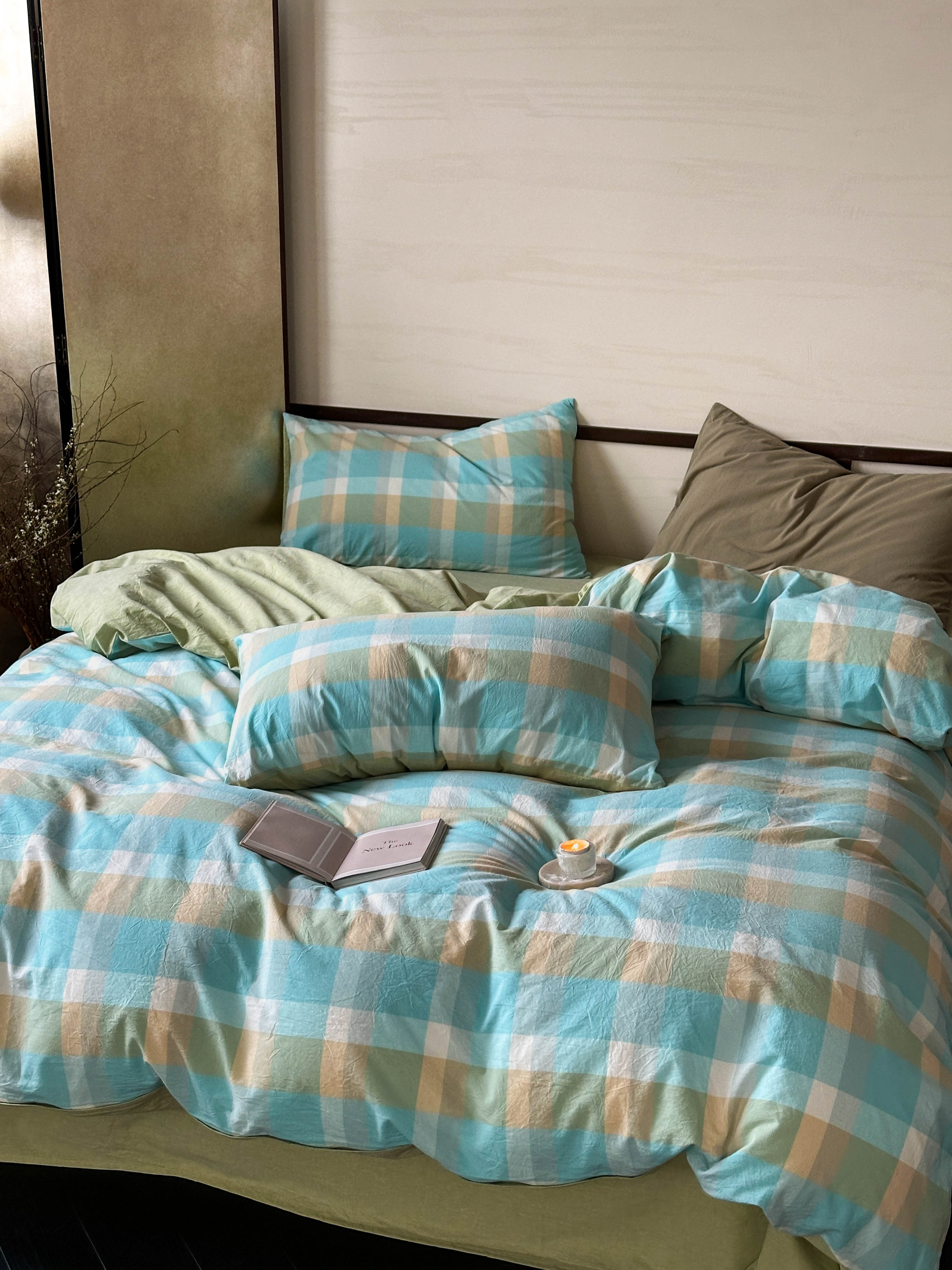 A类四件套纯棉100%全棉色织水洗棉加厚床单被套柔软亲肤简约