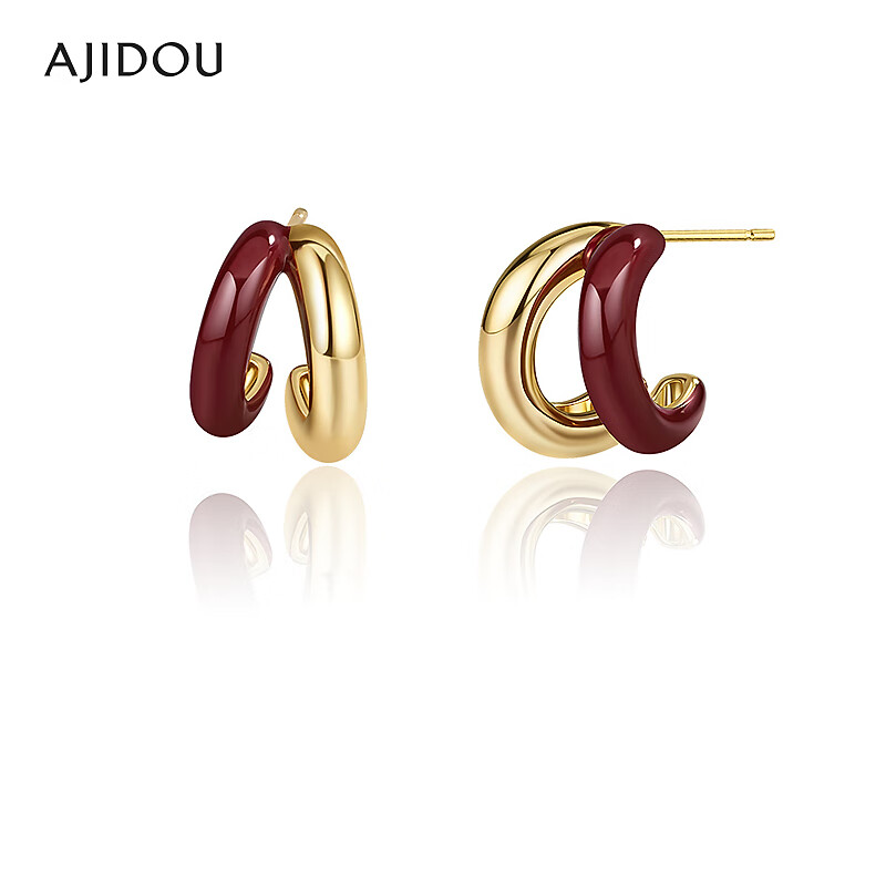 铜合金耳饰 AJIDOU阿吉豆耳饰女款红色时尚复古耳钉耳环【DB】