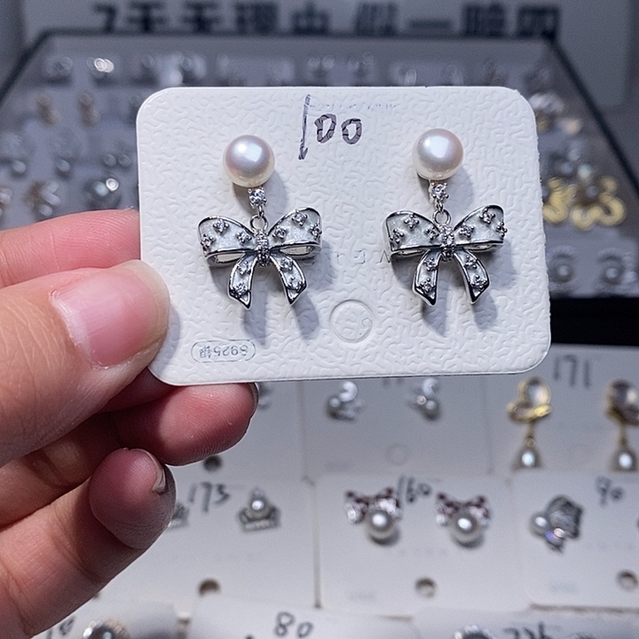 淡水珍珠耳饰银S925镶嵌