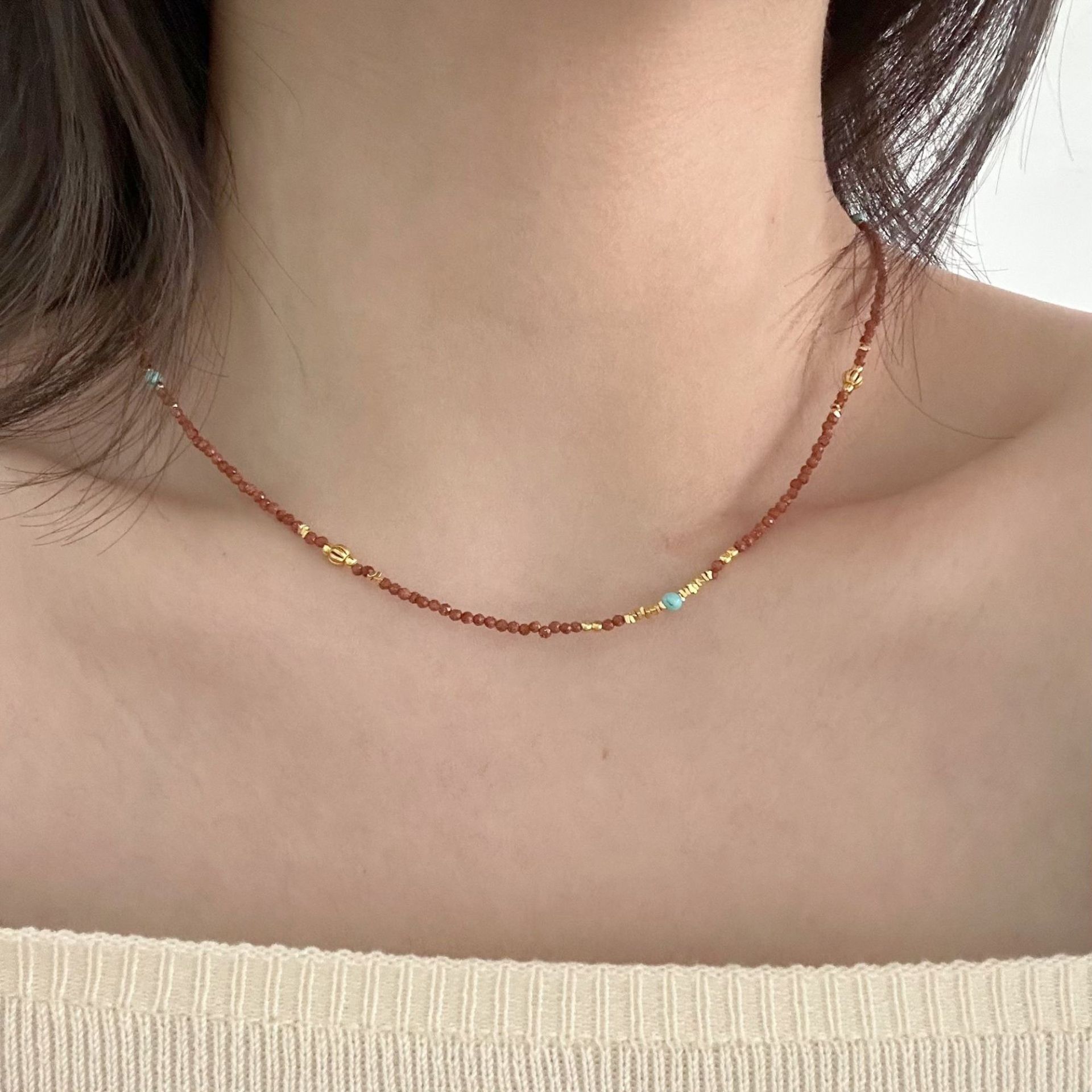 0426 925金沙串珠项链40+5