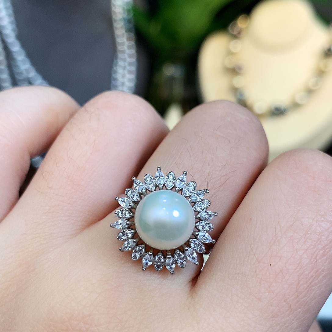 戒指淡水珍珠银S925镶嵌