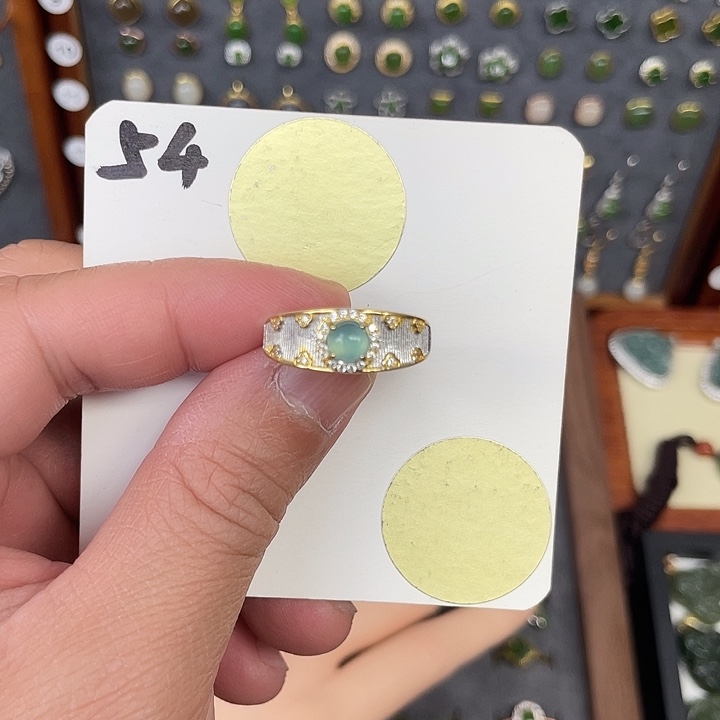 翡翠戒指银S925镶嵌翡翠54