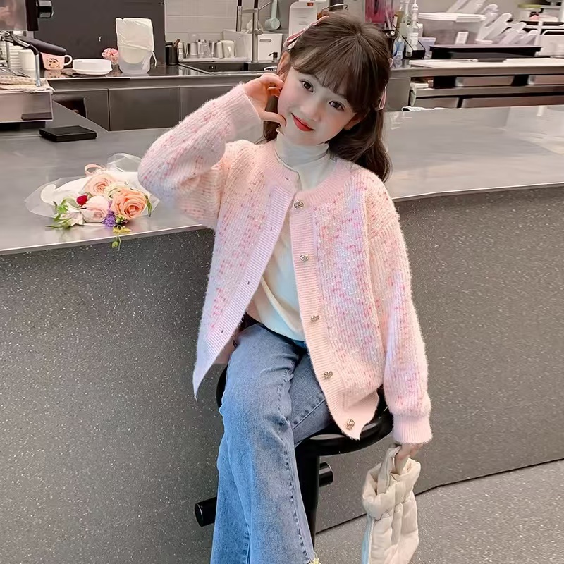 女童针织外套开衫毛衣春季儿童2025新款秋装大童春秋上衣童装秋冬