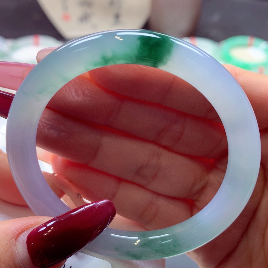 翡翠手镯未镶嵌美人条3号66