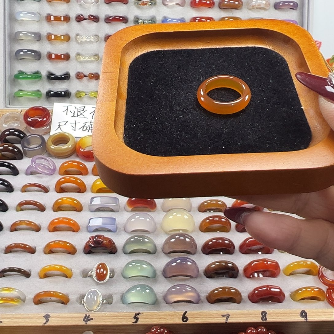 玛瑙/玉髓未镶嵌戒指A7不退换16.1港12