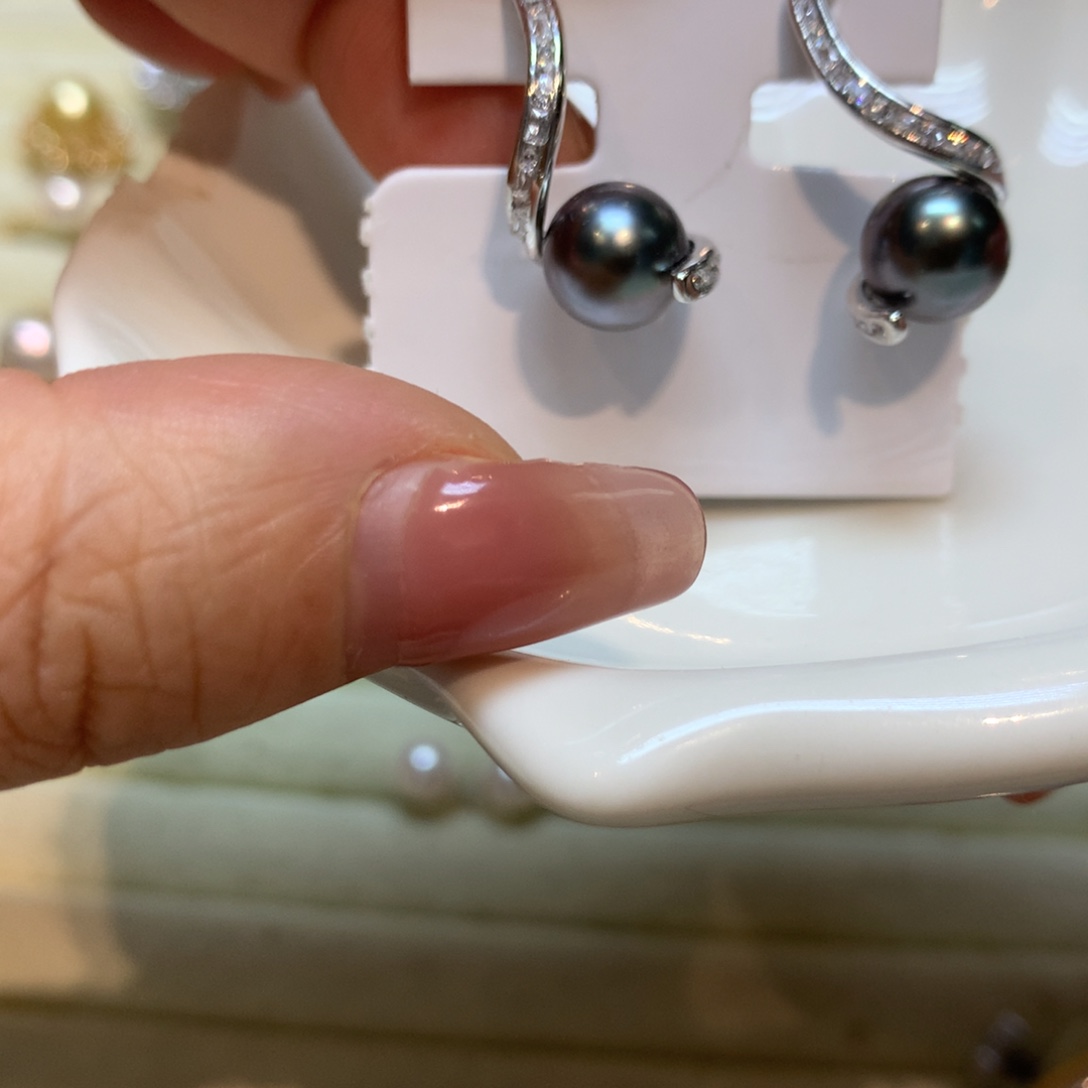 海水珍珠耳饰银S925镶嵌