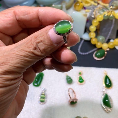 颈饰银S925镶嵌和田玉大*田