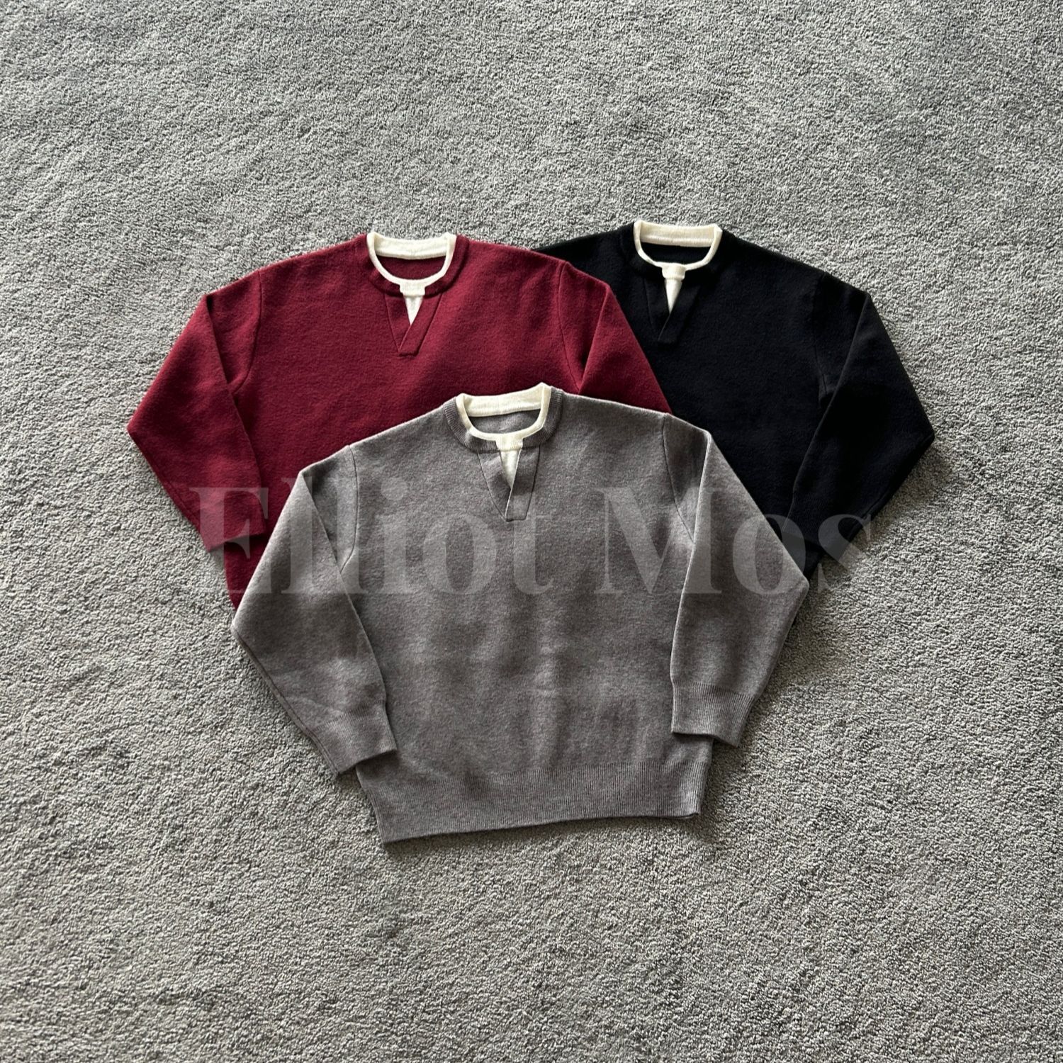 Elliot Mos26支纱线~Wool Sweater 绵羊毛混纺假两件毛衣-1535