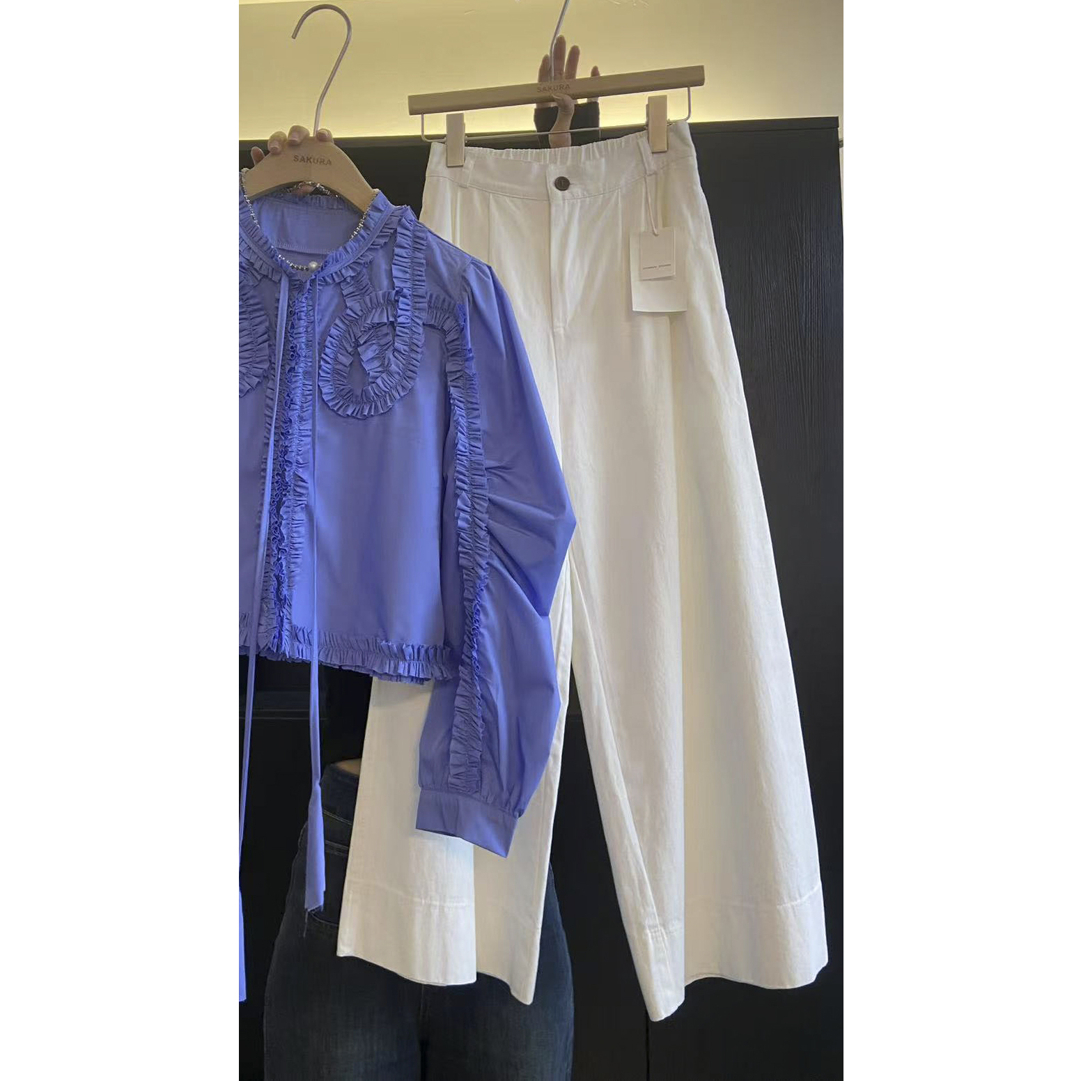 璎婲sᴀᴋᴜʀᴀ【垂垂裤】图韩版高腰直筒垂感阔腿裤后腰松紧纯色长裤