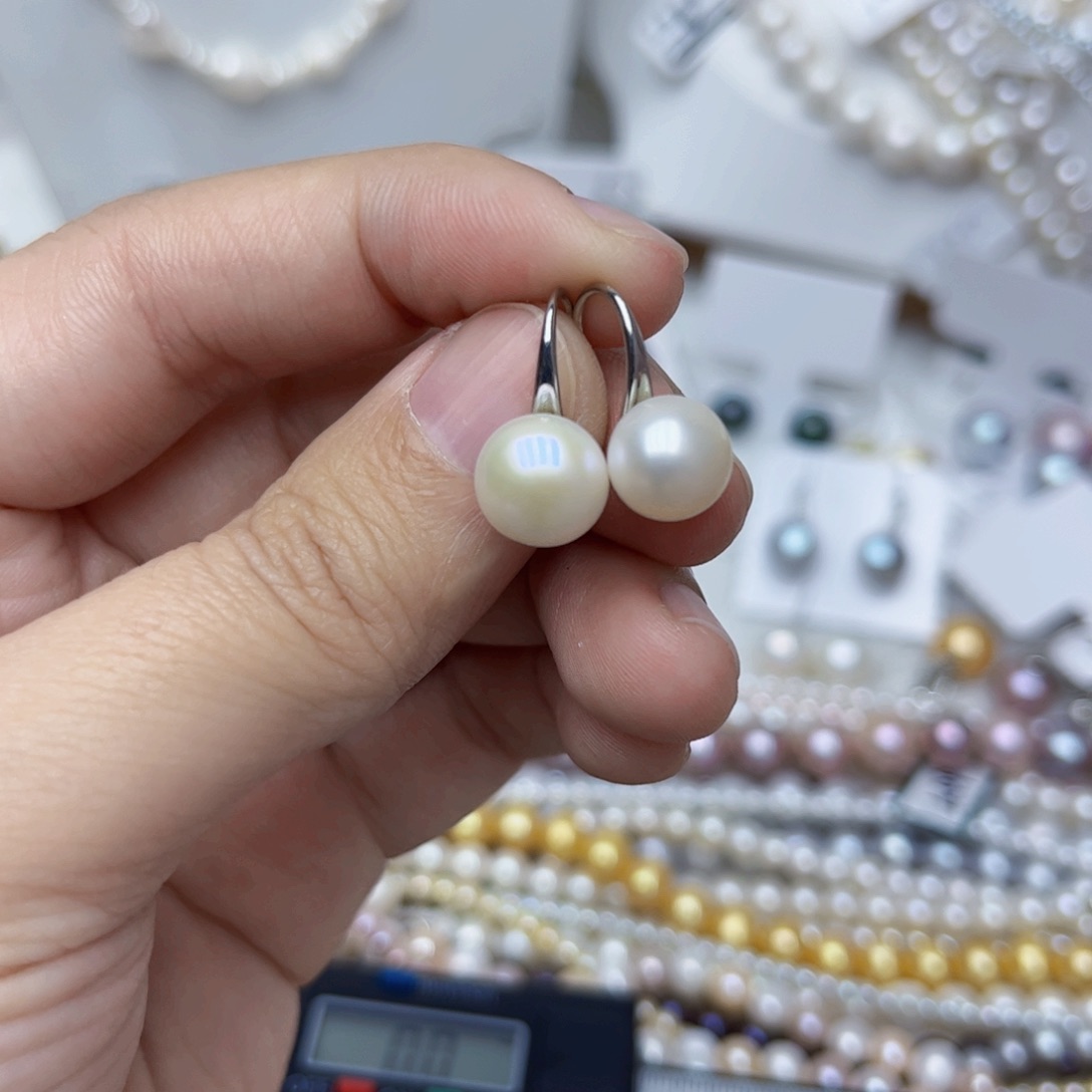 淡水珍珠耳饰银S925镶嵌