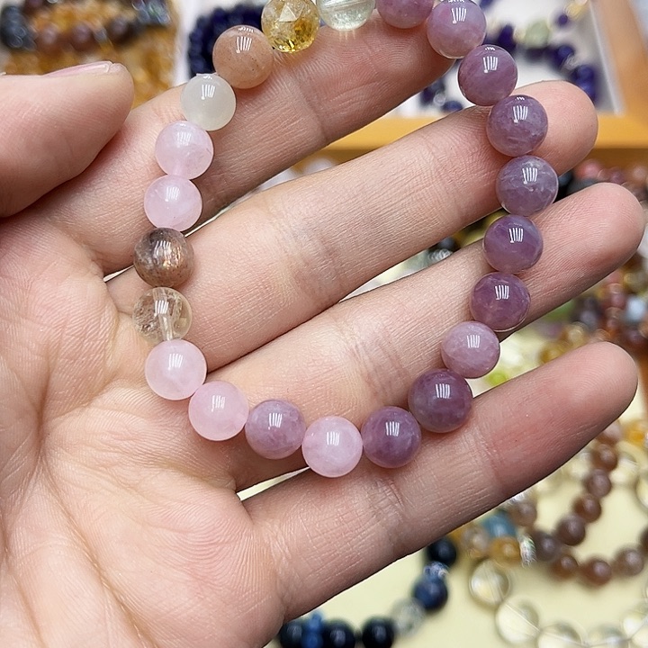 水晶手链银S925镶嵌多宝