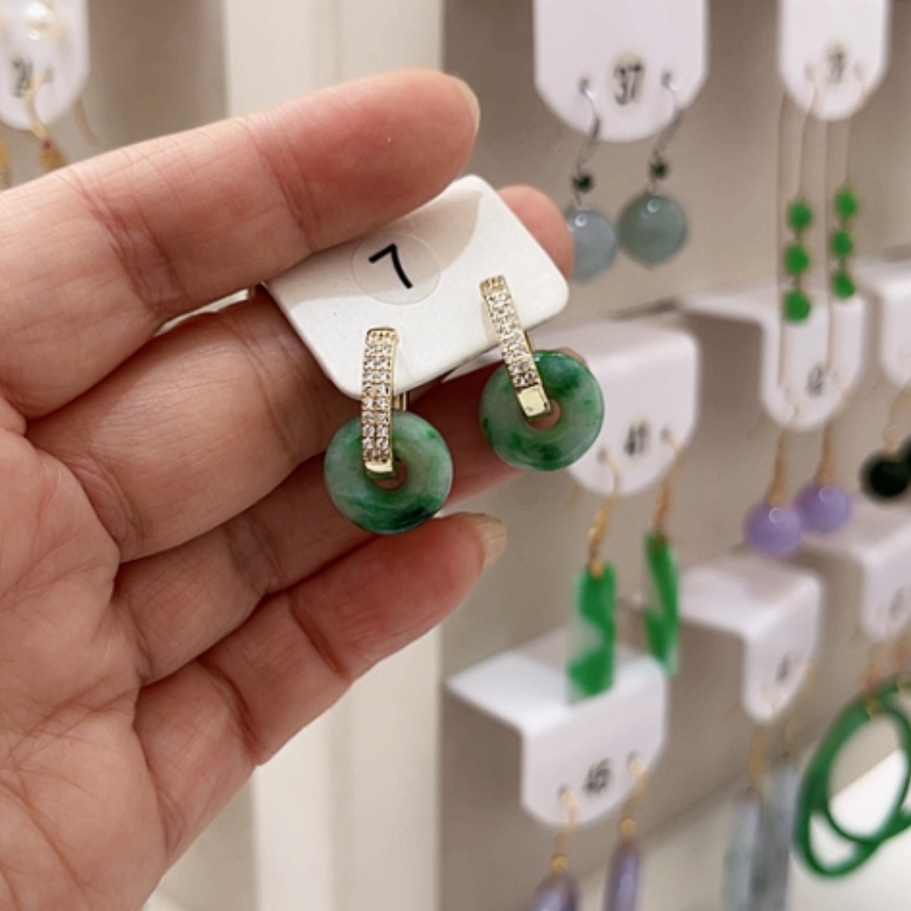 【闪购商品】翡翠耳饰银S925镶嵌翡翠耳坠