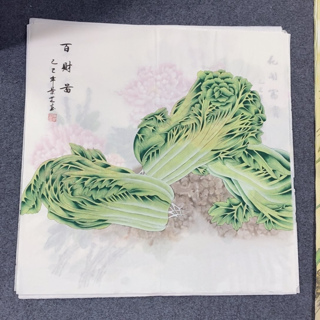 国画尺寸68✖️68工笔斗方手绘画