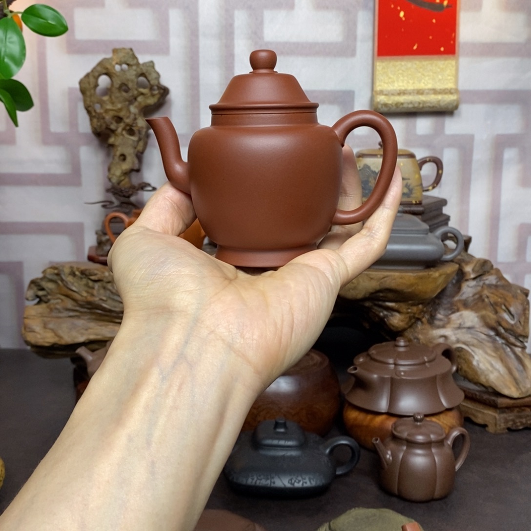 楸***木紫砂茶壶紫砂茶具红皮龙宫灯