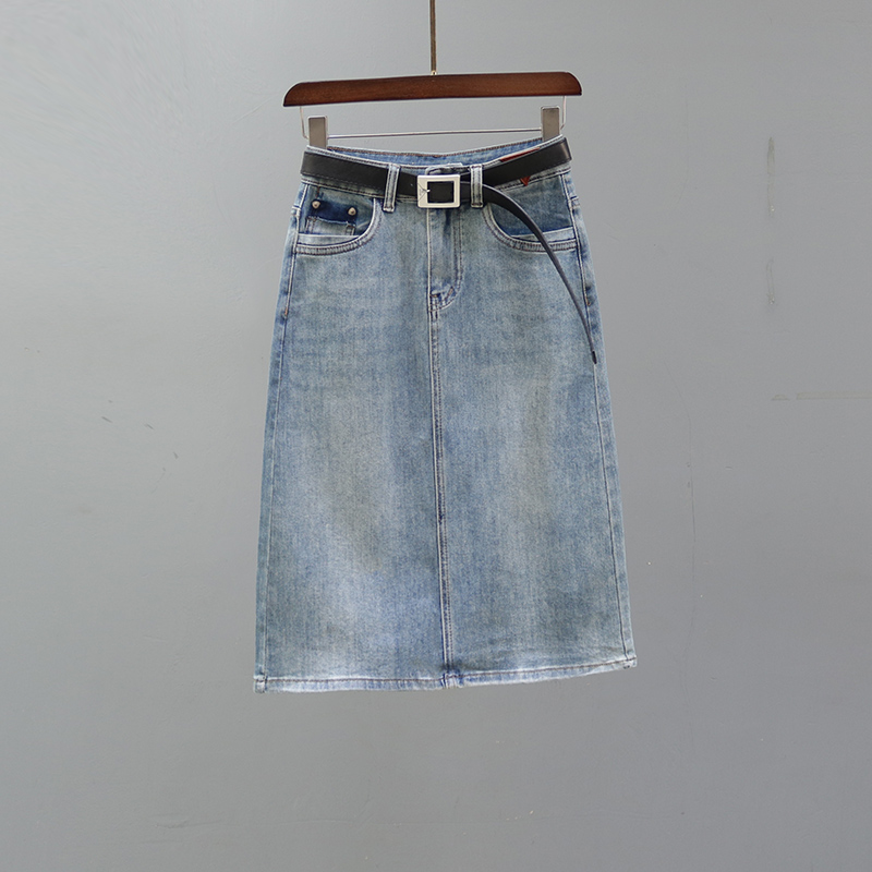 2025夏季新款牛仔半身裙女欧货复古高腰中长款百搭休闲包臀A字裙
