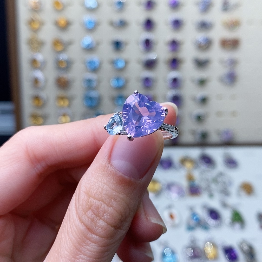 水晶戒指银S925镶嵌紫玉晶（一物一证）