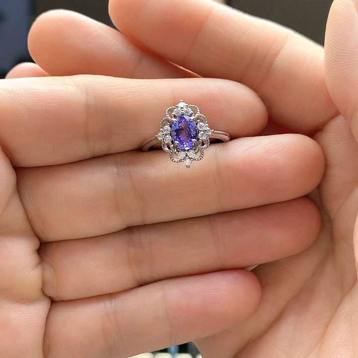 坦桑石戒指银S925镶嵌